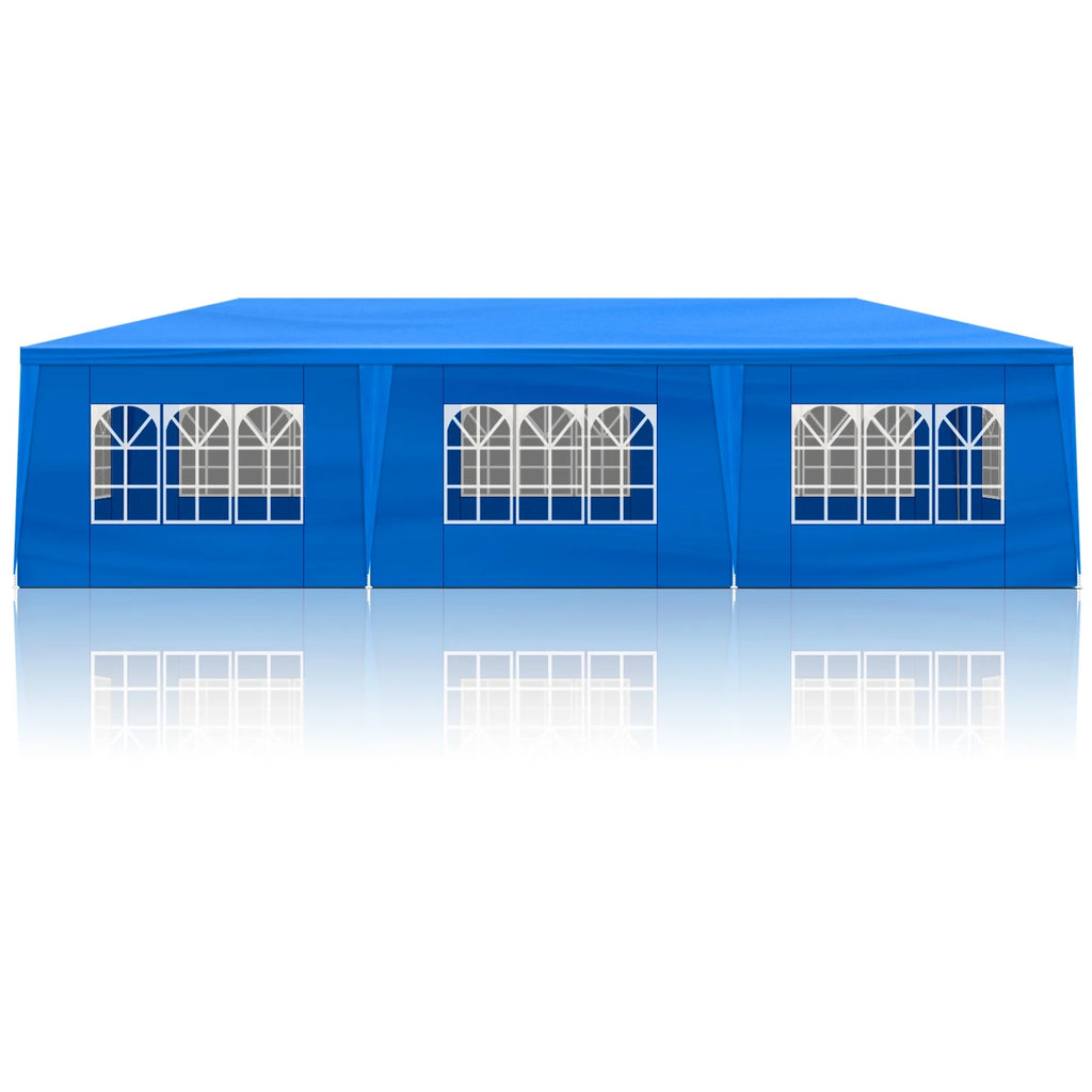 10'x30' Outdoor Party Tent with 8 Removable Sidewalls - Waterproof Canopy Patio Wedding Gazebo for Backyard Events, Blue
