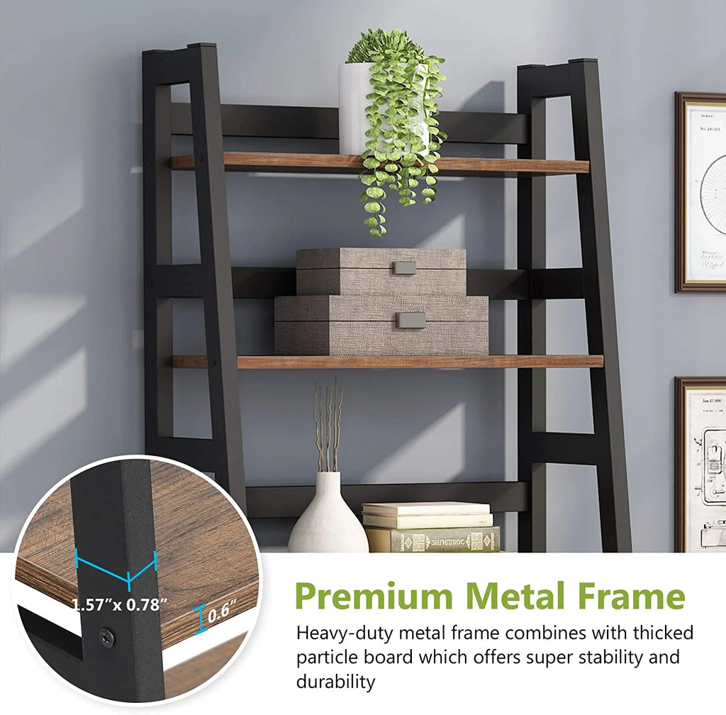 Tribesigns 5 Shelf Ladder Bookshelf Bookcase with Storage, Modern Etagere Bookcase for Living Room , Wood & Metal