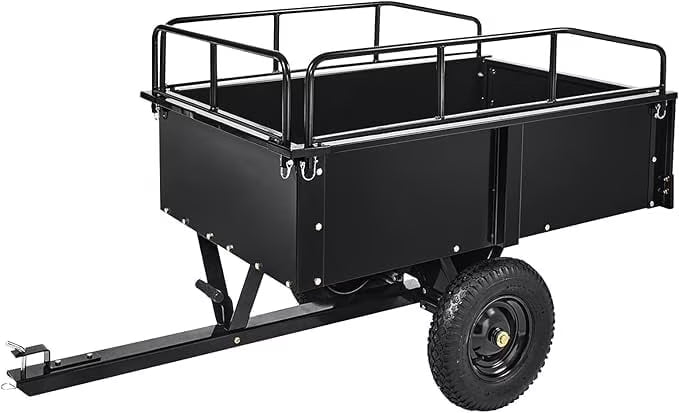 Heavy Duty Steel ATV Trailer,1600 Lbs Dump Cart, 15 Cubic Feet, Removable Sides, for Riding Lawn Mower Tractor
