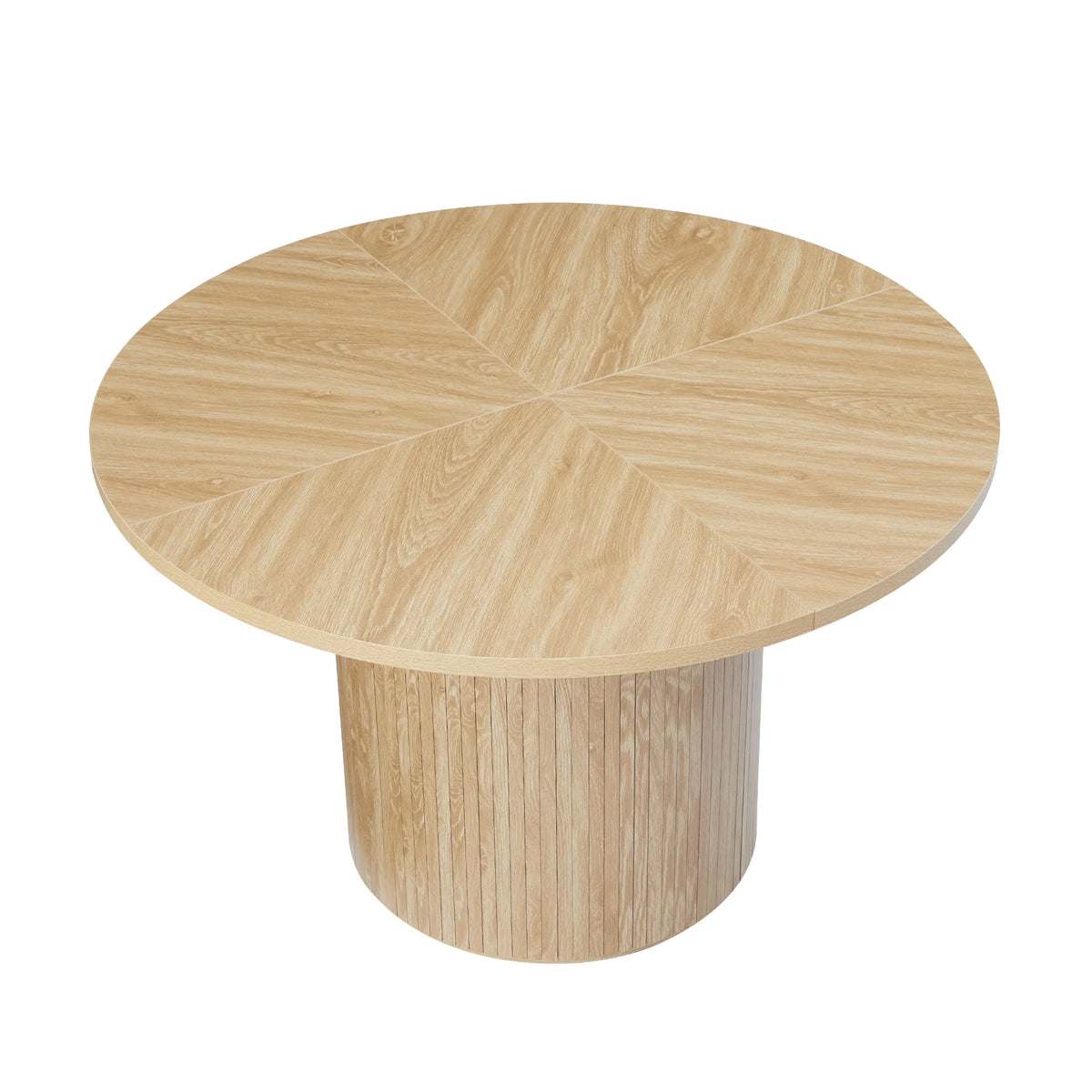 Wirrytor Round Dining Table, Modern Farmhouse Kitchen Table, 47 Inch Coffee Circle Dining Tables with Wood Strip Base for Kitchen Living Room, Black