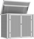 ECOPATIO Outdoor Storage Shed 41 Cu Ft Weather Resistant Resin with Floor Gray