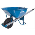 Steel Contractors Wheelbarrow, 6 cu ft, 1 Knobby Flatt Free Tire, Blue
