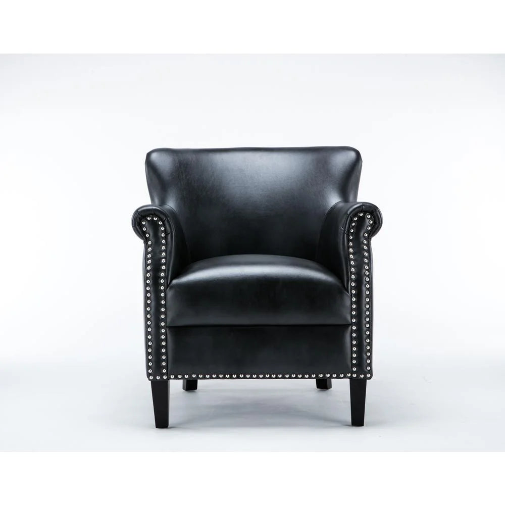 Comfort Pointe Holly Navy Blue Faux Leather Club Chair with Nail Head Trim