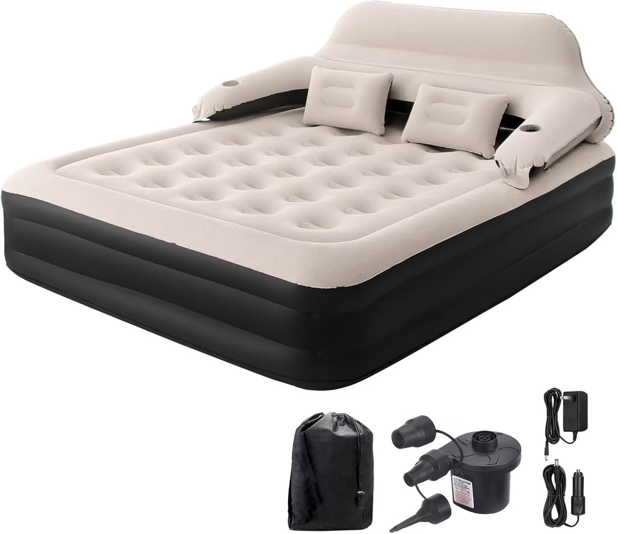 Twin Size Air Sofa Bed Mattress with Headboard and Pump,Blow Up Couch Inflatable Bed