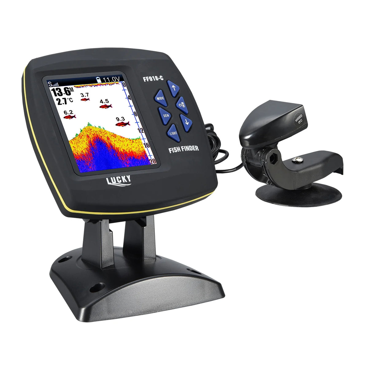 Lucky FF918-C Color LCD Screen Fish Finder 590ft Water Depth Boat Fish Finder