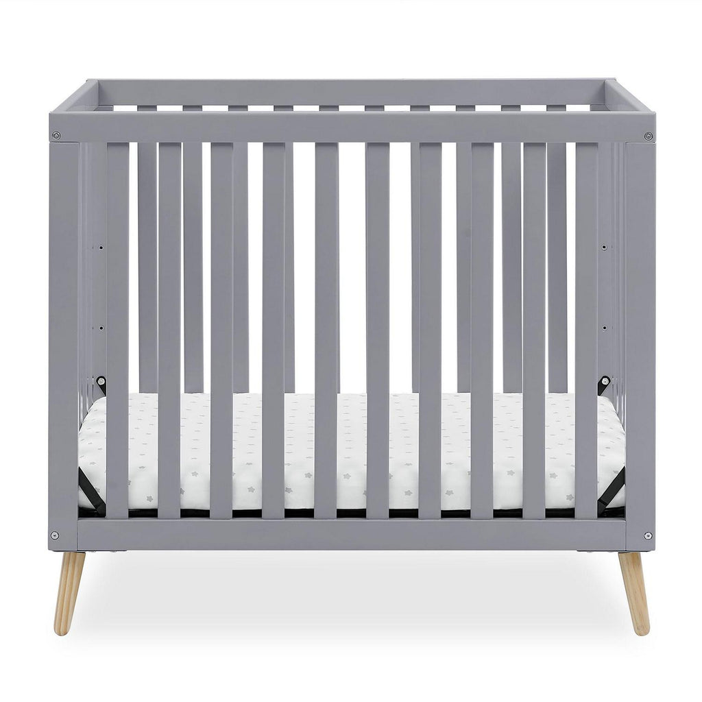 Delta Children Essex Convertible Mini Baby Crib with 2.75-Inch Mattress. Grey w/Natural