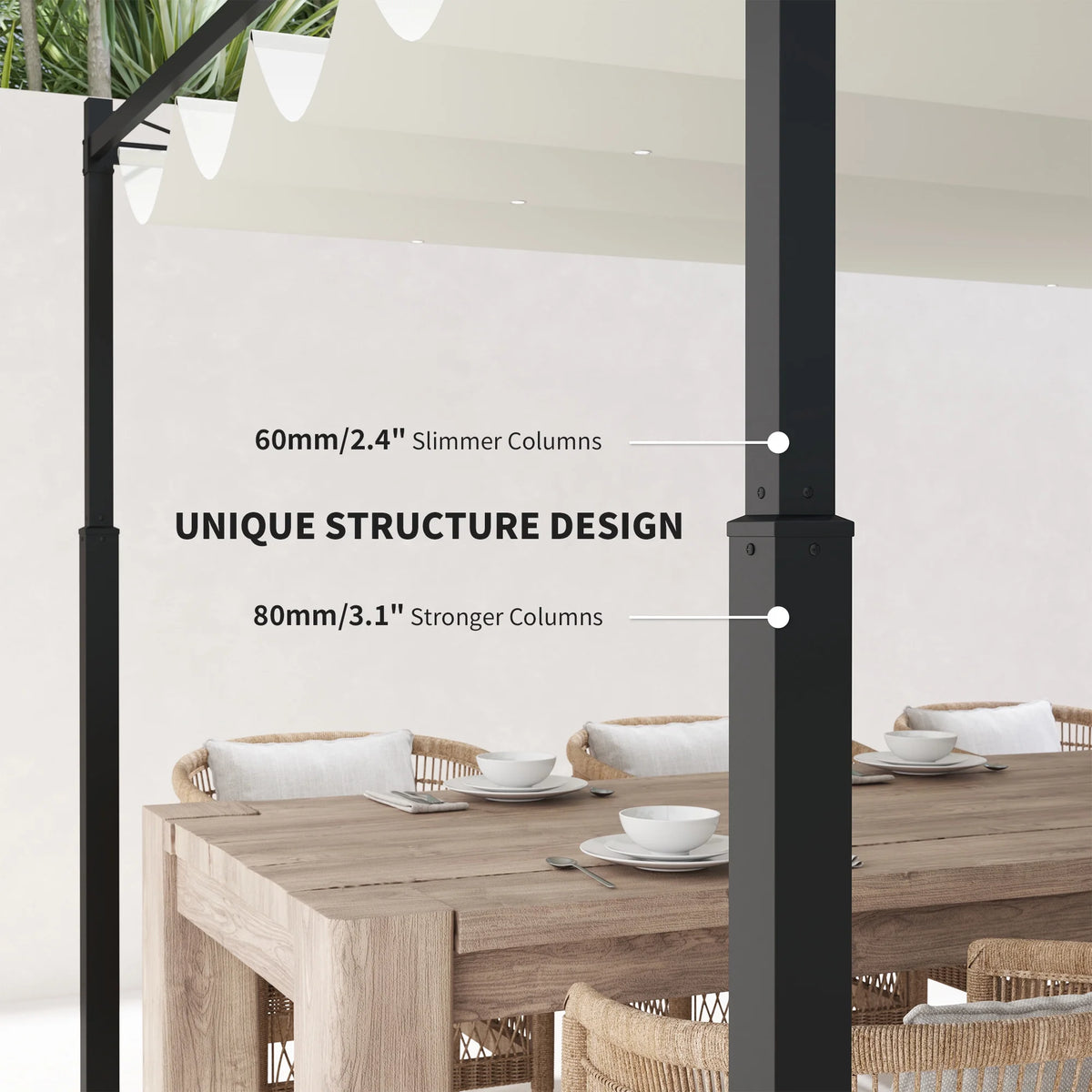 Outsunny 10' x 10' Retractable Pergola with Magnetic Fixture, UPF30+ Patio Pergola, Cream White