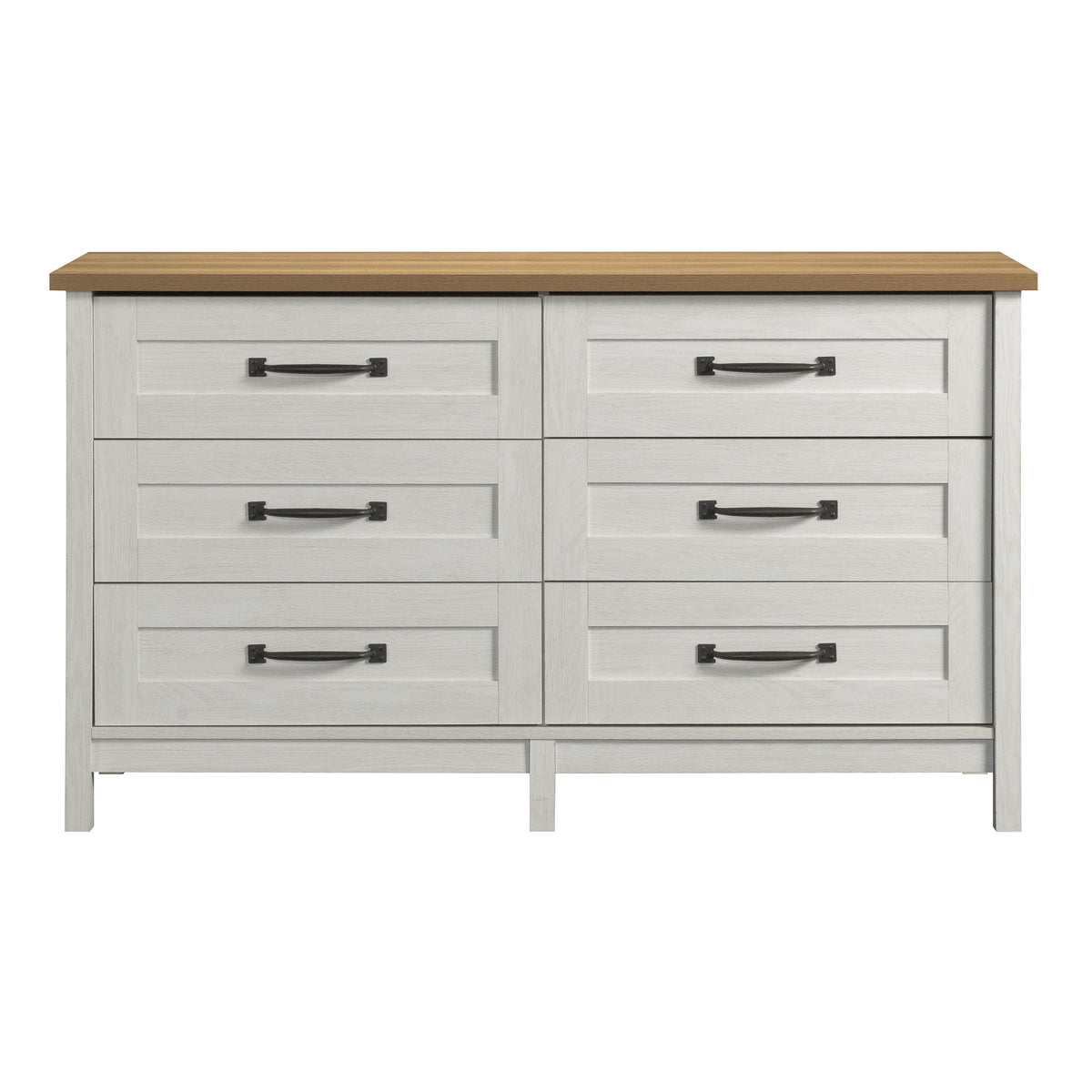 Better Homes & Gardens Modern Farmhouse 6-Drawer Dresser, Rustic White Finish