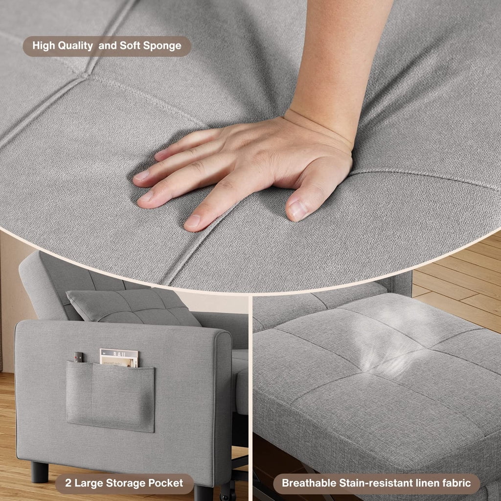 Convertible Sleeper Chair, Aiho 3-in-1 Convertible Sofa Bed Recliner Chair with Pull Out Couch - Dark Gray