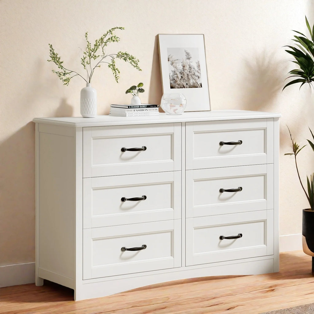 Dresser for Bedroom, Lofka 6-Drawer Wood Dresser with Anti-Tip Safety for Closet| Living Room