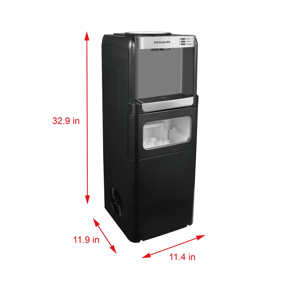 Frigidaire 3-in-1 Water Cooler Dispenser with Built-in Ice Maker Hot & Cold, 5 Gallon, Black