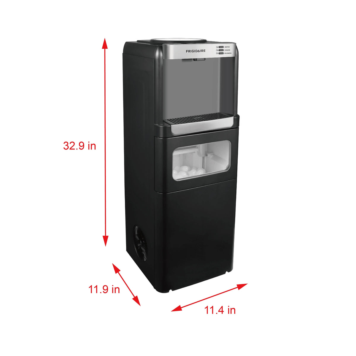 Frigidaire 3-in-1 Water Cooler Dispenser with Built-in Ice Maker Hot & Cold, 5 Gallon, Black