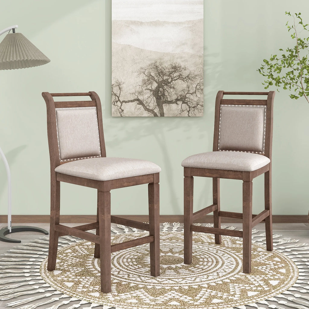 Harper & Bright Designs 3 Piece Wood Folding Dining Table Set Drop Leaf Table with 2 Padded Counter Height Dining Chairs for Small Place, Brown