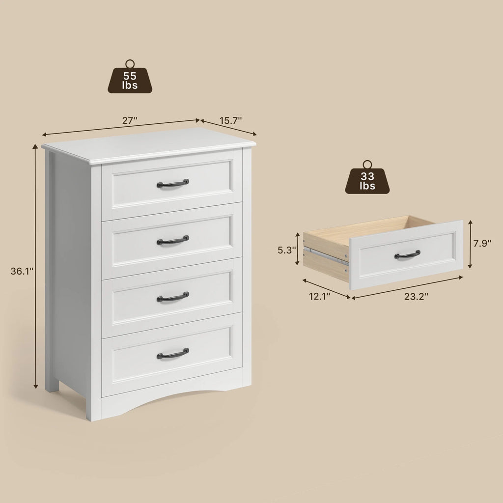 Lofka 3 Piece Nightstands and Dressers Sets , 6 Drawer Dresser & 4 Drawers Nightstand set of 2,Modern Engineered Wood ,White