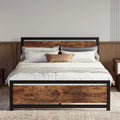 LIKIMIO Industrial Full Bed Frame with MDF Headboard, Strong Supports
