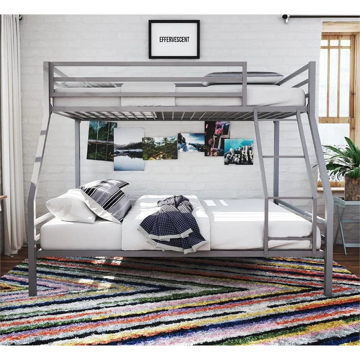Teen Novogratz Charlie Twin-Over-Full Metal Bunk Bed, Gray
