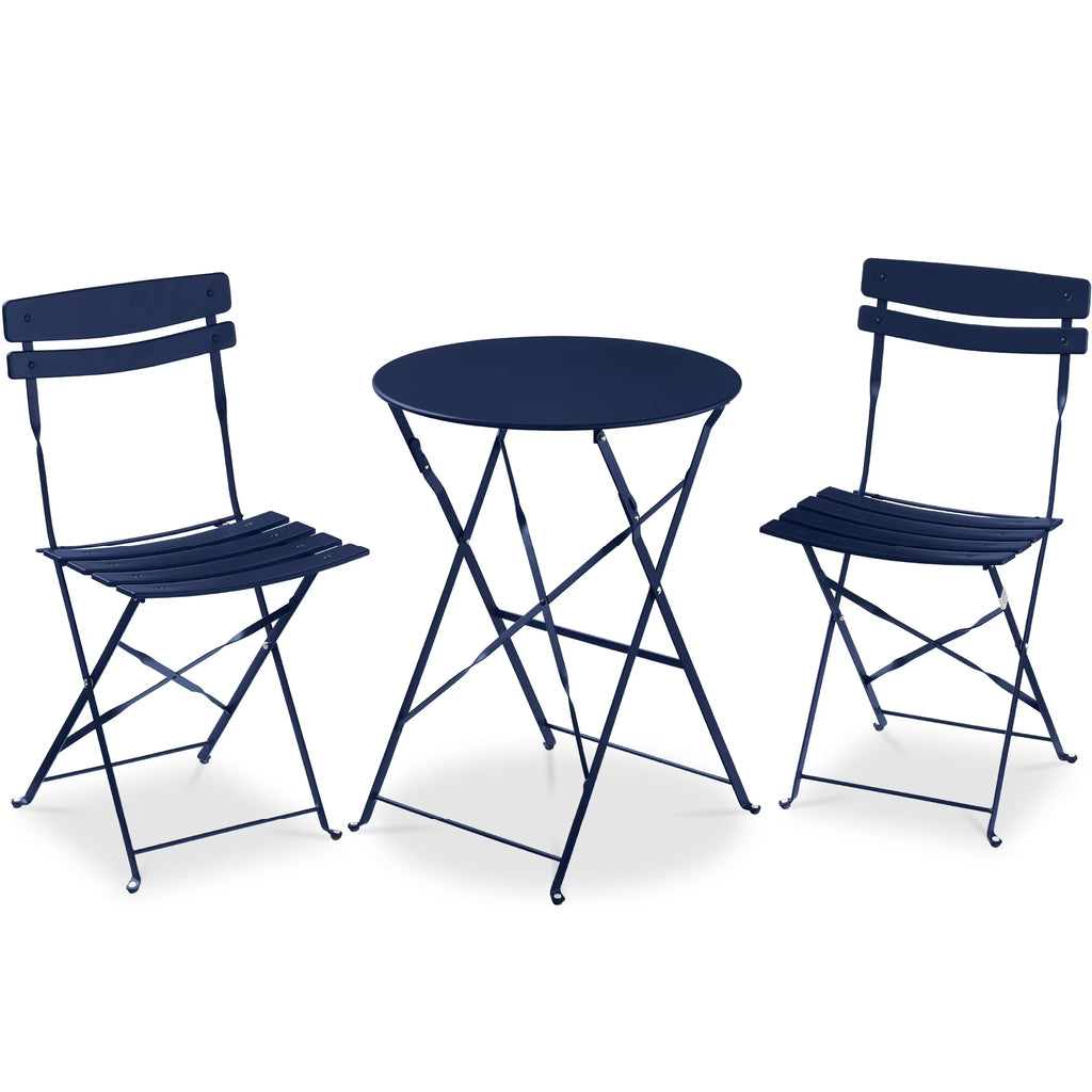 Best Choice Products 3-Piece Small Bistro Set, Folding Patio Furniture Set of 2 Chairs and Table - Black