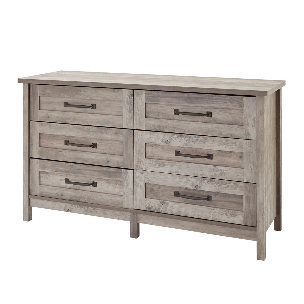 Better Homes & Gardens Modern Farmhouse 6-Drawer Dresser, Rustic White Finish