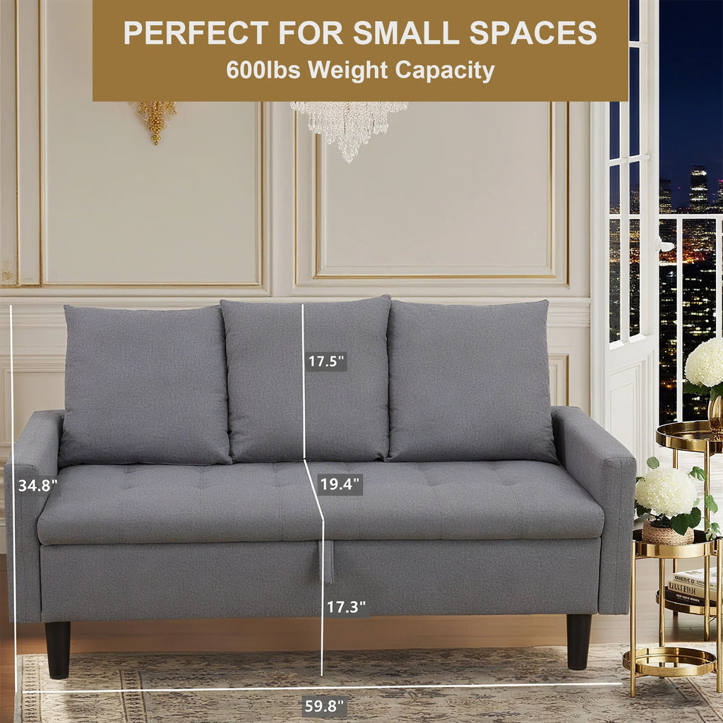 Aukfa 68" Small Sofa Couch Comfy Mid Century Modern Loveseat Sofa for Living Room Bedroom, Cream