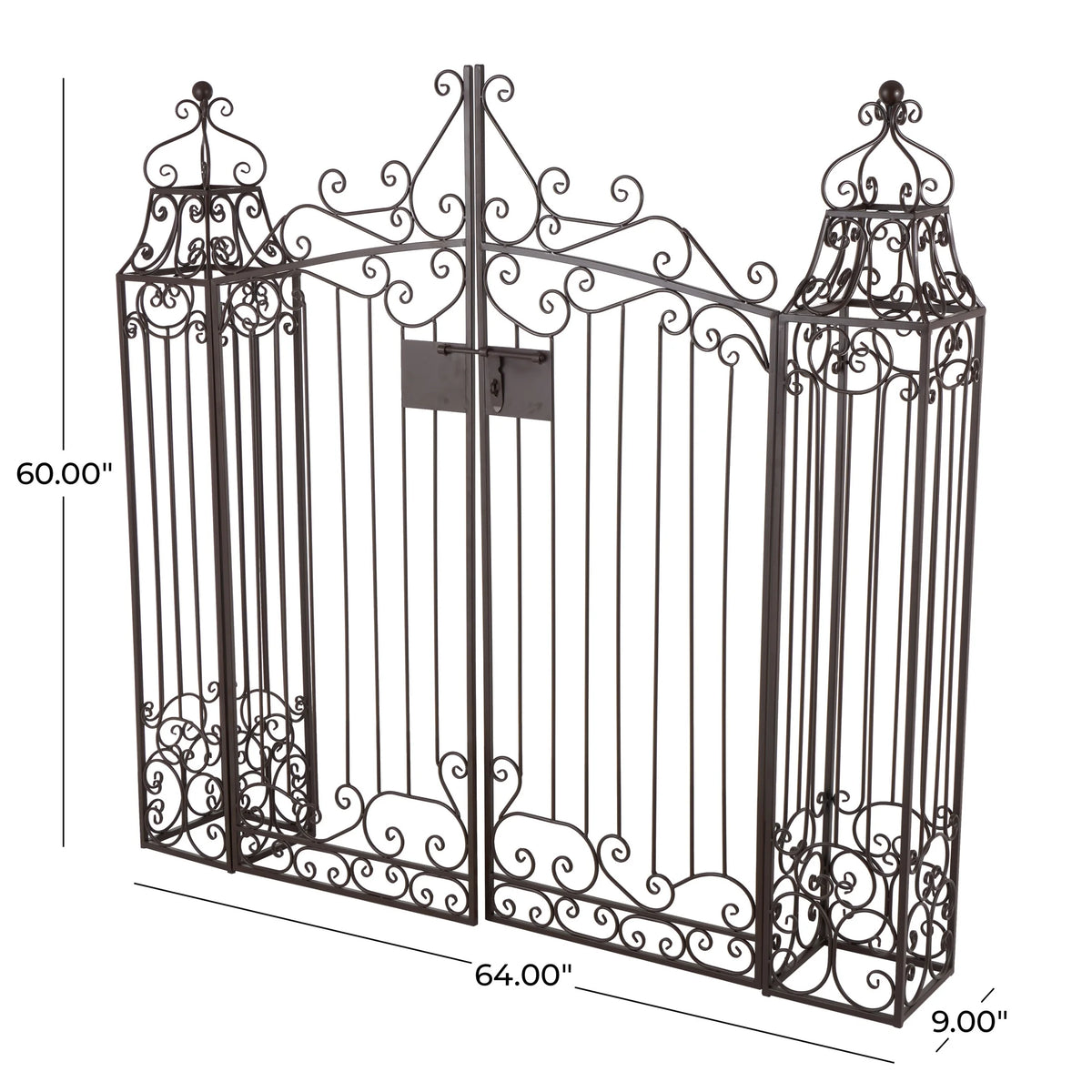 DecMode Traditional Metal Arch with Botanical Design Garden Arbors with Latch Lock Closure, 78"W x 94"H