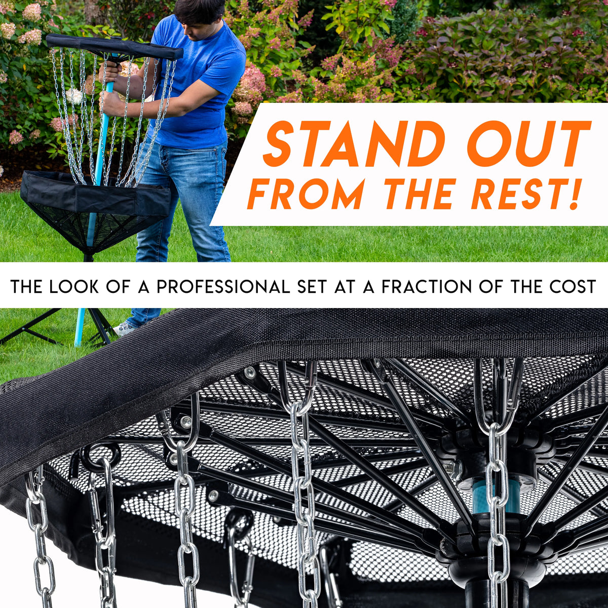 Franklin Sports Disc Golf Basket - PDGA Approved - Elite Portable Disc Golf Target Basket Set with Premium Metal Chains + Canvas Basket - Disc Golf Equipment + Hole Stand