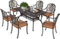 59.06" Cast Aluminum Outdoor Dining Table for 6 People, Rust-Resistant All-Weather Metal Patio Table with 2" Umbrella Hole, Heavy-Duty Garden Furniture for Deck, Backyard, Dark Bronze, Only Desk