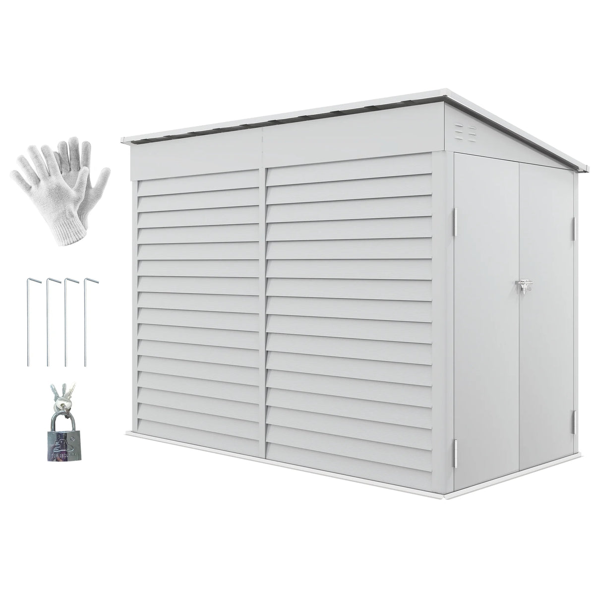 Outsunny Metal Outdoor Storage Shed with Lockable Doors, 3.3' x 3.4', Brown