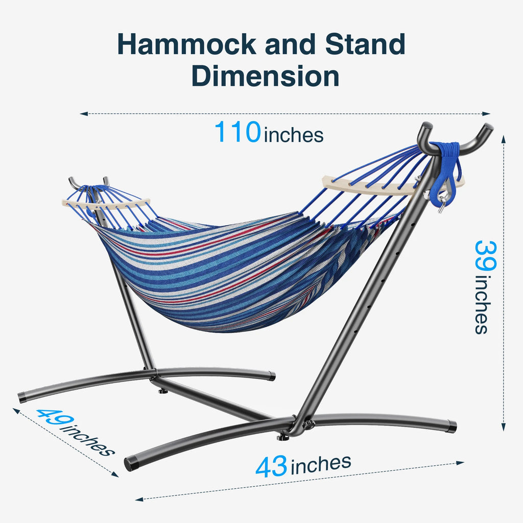 KEESTP Comfortable 2 Person Hammock with Stand,Portable Detachable Brazilian Hammock,450lb Capacity - Tropical