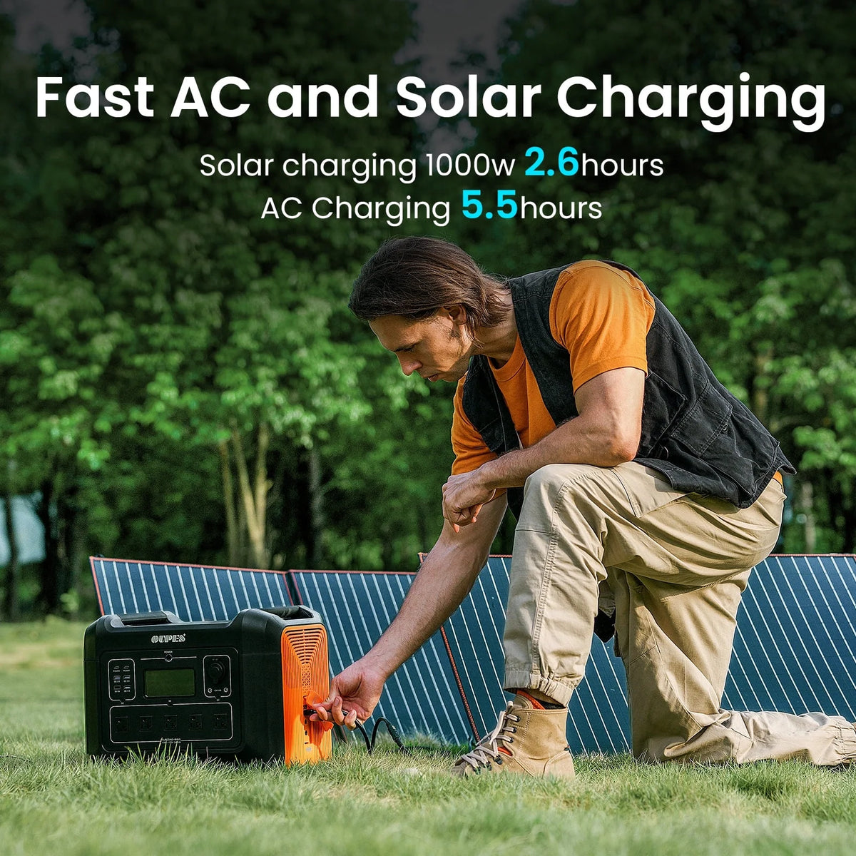 OUPES 2400W 2232Wh Portable Power Station with 4x240W Solar Panel,Solar Generator for Outdoor Camping,Home Backup,Emergency,RV