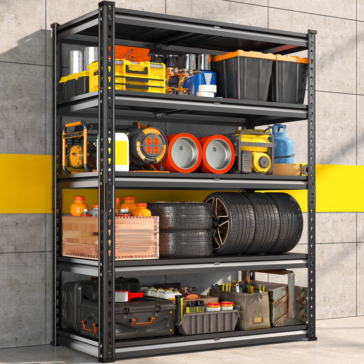 REIBII 3000 LBS Heavy Duty Storage Shelf for Garage Storage 72" Adjustable Metal Shelving Rack