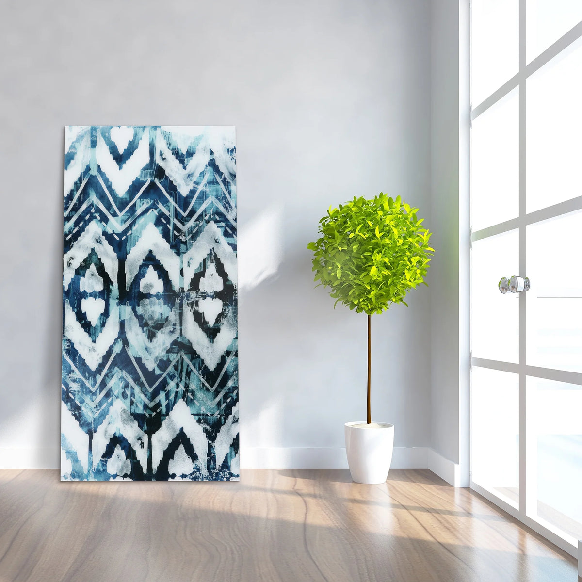 Empire Art Direct Blue Splash Frameless Free Floating Tempered Glass Panel Graphic Wall Art, 72" x 36", Ready to Hang