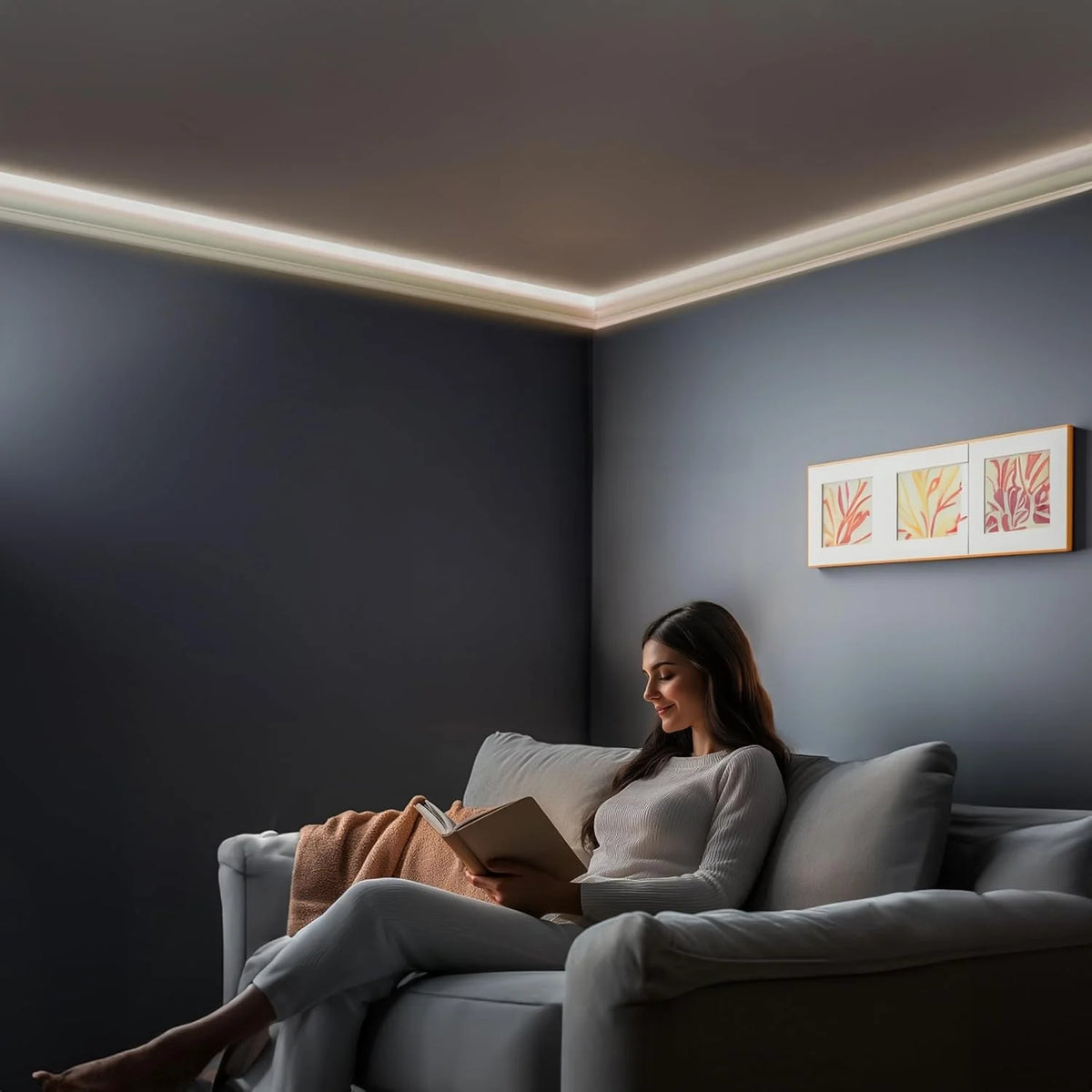 7-Piece 94.5 (55.12 ft) Crown Molding with Duct Kit for Seamless Ambient Home Accent Lighting | Waterproof Channel for Easy LED Strip Installation (CROWN MOLDING WITH LED DUCT)