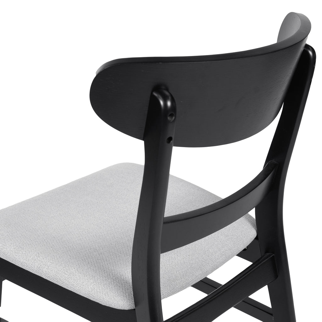 GDFSTUDIO Mid Century Modern Fabric Upholstered Rubberwood Dining Chairs, Set of 2, Dark Gray and Walnut