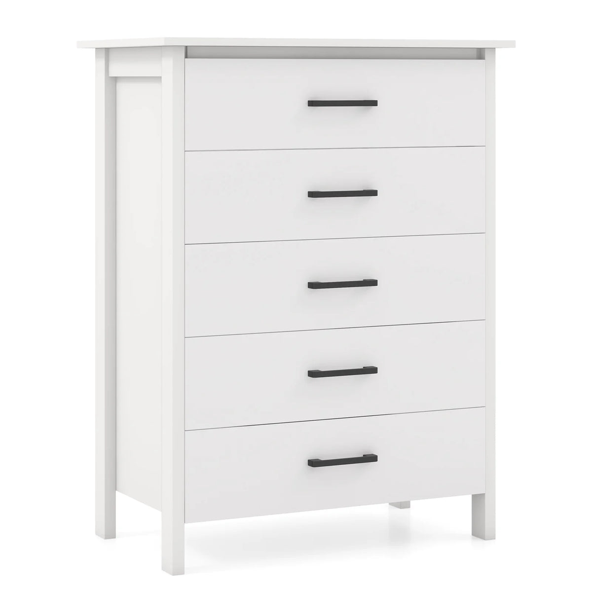 Costway Modern 5 Drawer Chest Storage Dresser Cabinet with Metal Handles Gray Oak