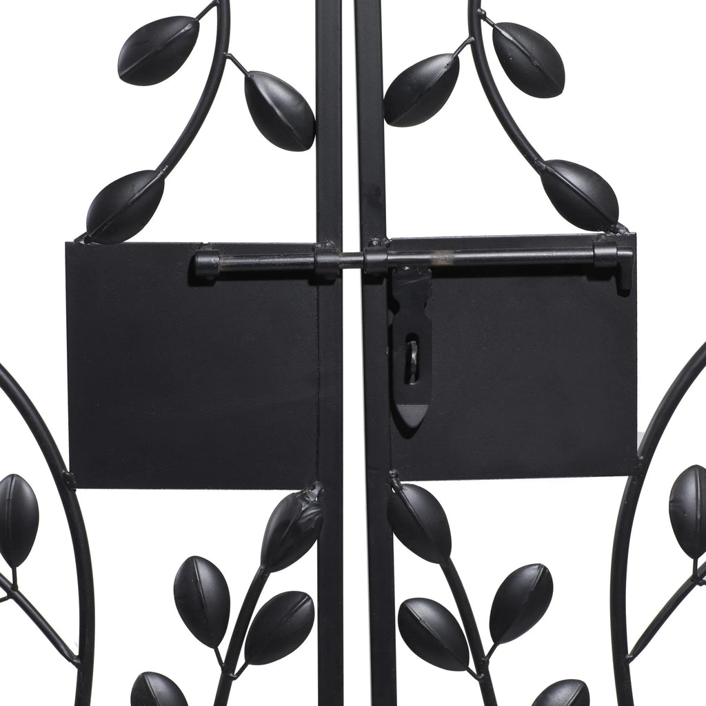 DecMode Traditional Metal Arch with Botanical Design Garden Arbors with Latch Lock Closure, 78"W x 94"H