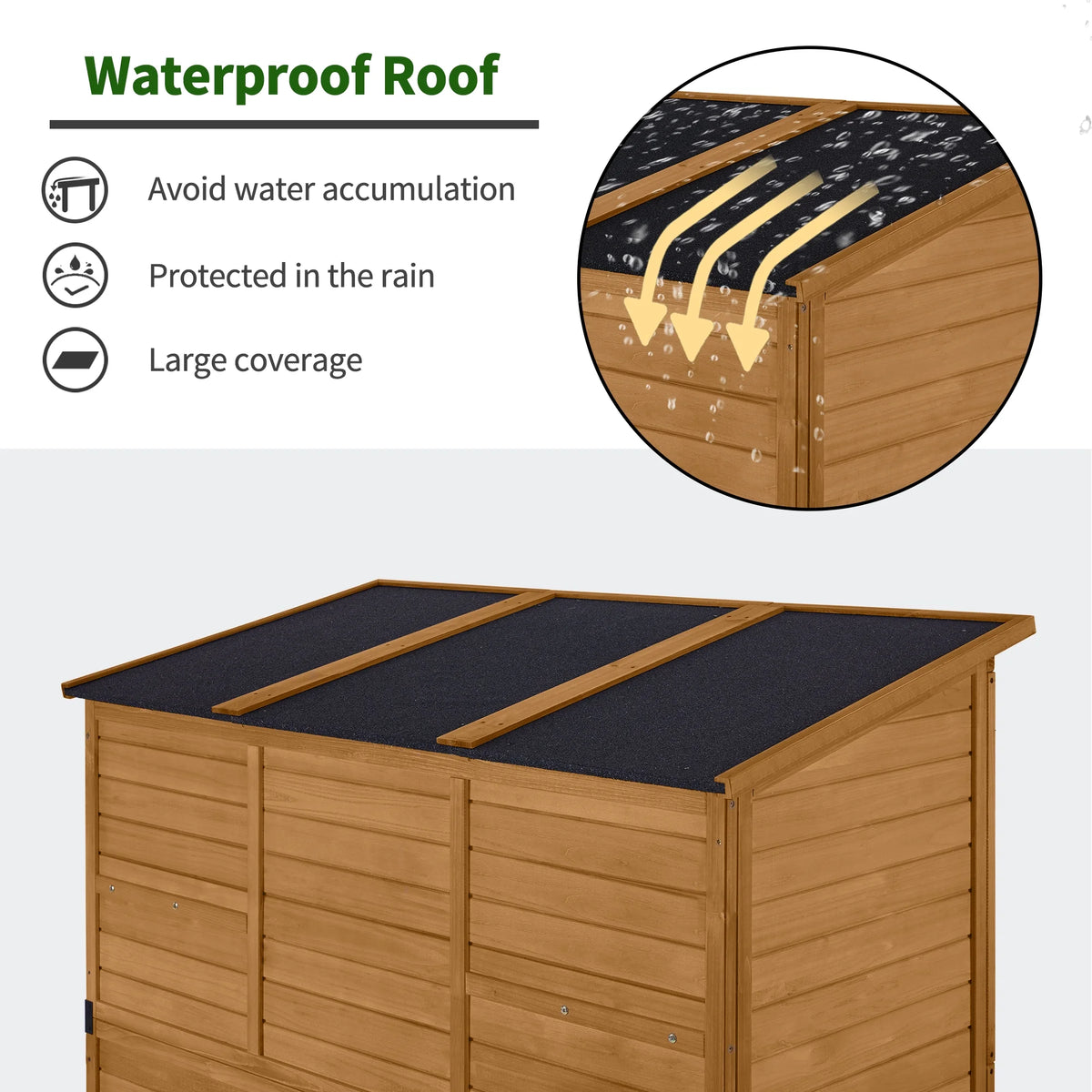 MCombo Large Outdoor Storage Shed with 6 Shelves, Outside Tool Wooden Storage Cabinet, 1738