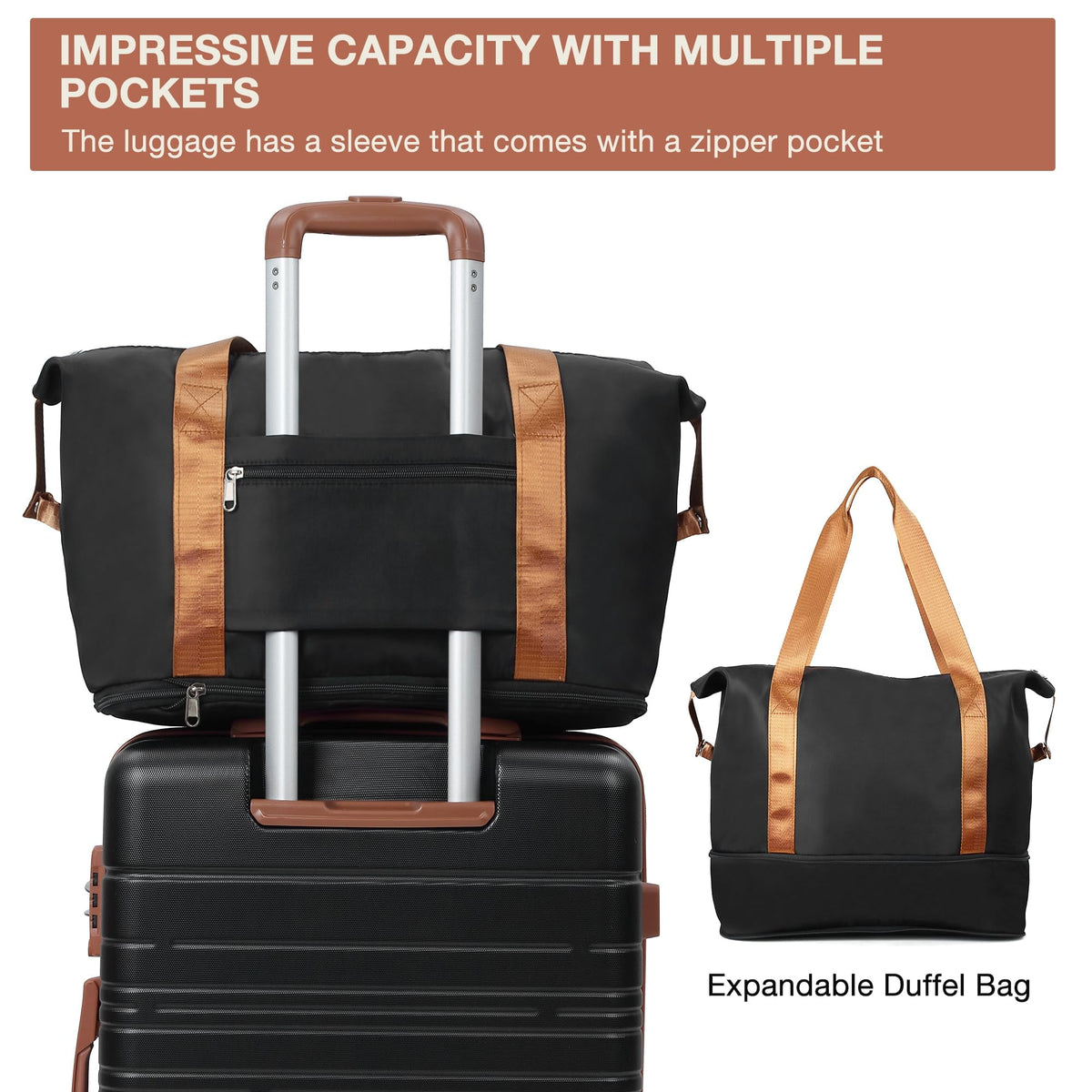 Danolapsi Luggage Sets 5 Piece Suitcases with Spinner Wheels,Womens Luggage Sets Carry on Bag Set,Hardside Carry On Suitcase Sets with Tsa Locks Duffel Bag,Travel Luggage