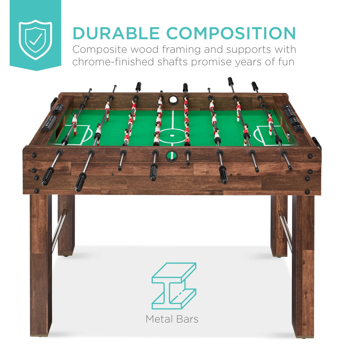 Best Choice Products 48in Competition Sized Foosball Table for Home, Game Room w/ 2 Balls, 2 Cup Holders - Light Brown