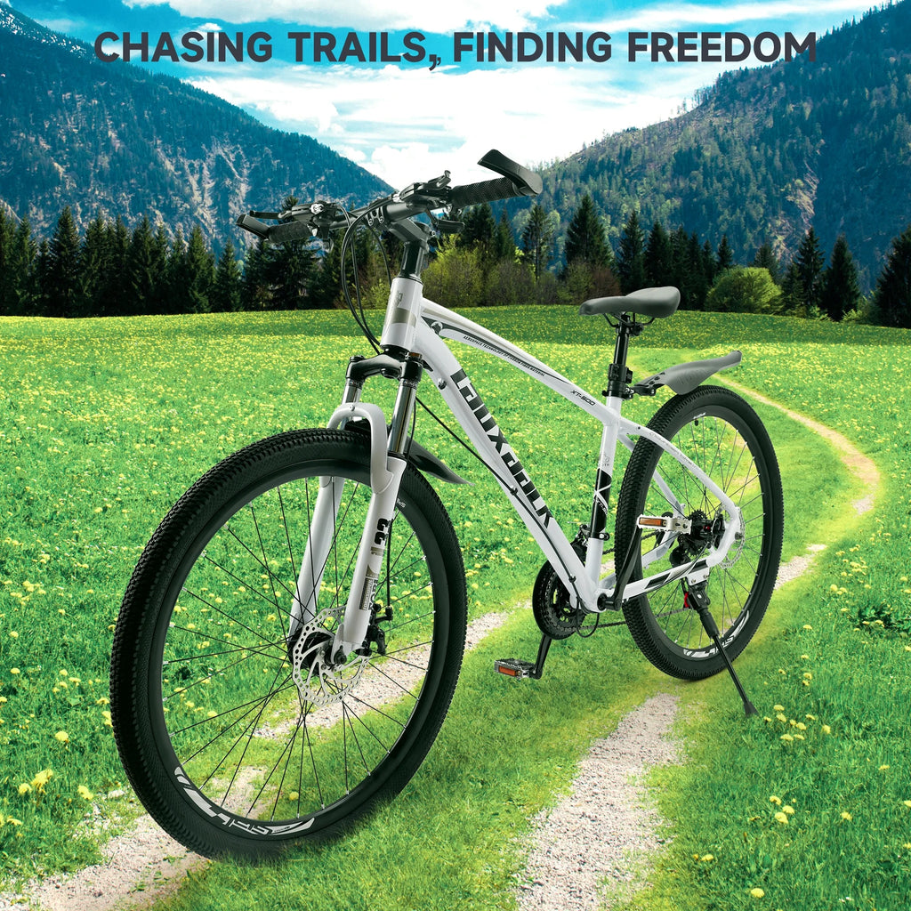 ARTUDATECH 27.5 Inch Mountain Bike, Shimano 21 Speed,  Dual Disc Brake Bike for Men Womens Adult, Full Suspension Bicycle