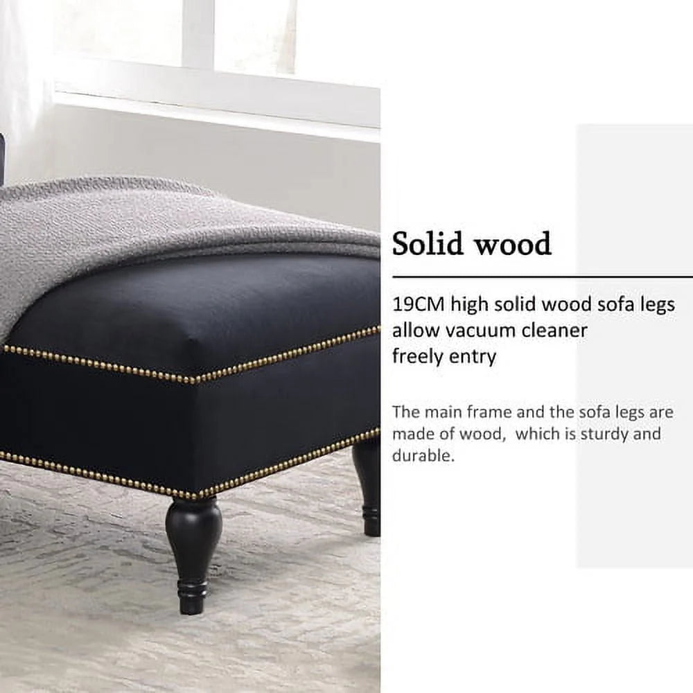 THINK 30,Velvet Chaise Lounge with Rolled Arm, 58” Upholstered Sofa Lounge Chair for Living Room Bedroom