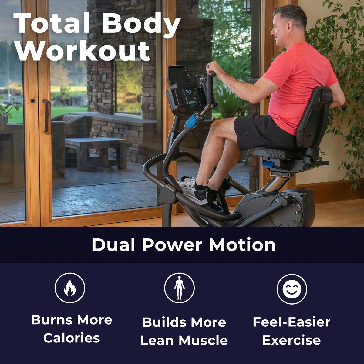 FreeStep LT7 Recumbent Cross Trainer Stepper - Zero-Impact Exercise w/Patented Physical Therapy Stride Technology; LCD Console w/21 Programs, Bluetooth HRM Compatible; Free App w/Trainer-Led Workouts