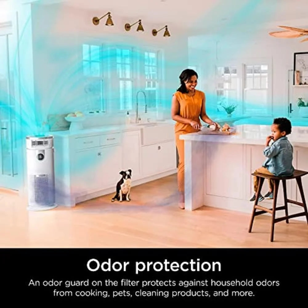 Open Box Shark HC502 3-in-1 Clean Sense Air Purifier MAX, Heater & Fan, HEPA Filter, 1000 Sq Ft, Oscillating, Large Rooms, Kitchens, Captures 99.98% of Particles White
