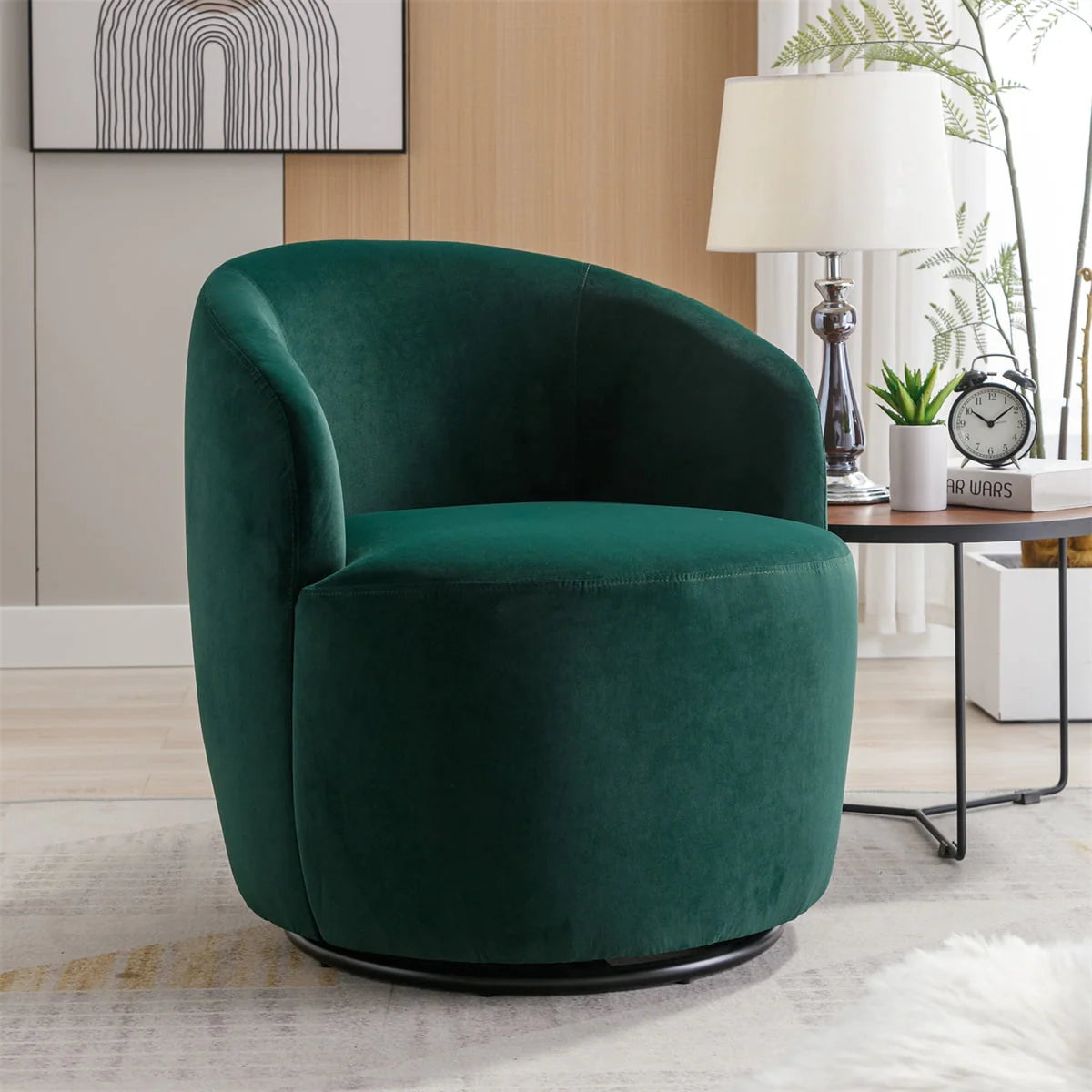 Swivel Accent Chair,Modern 360°Swivel Barrel Chair Leisure Chair,Accent Round Barrel Chair Reading Chair,Round Bucket Arm Chair with Comfy Tufted Back for Living Room Bedroom,Light Pink