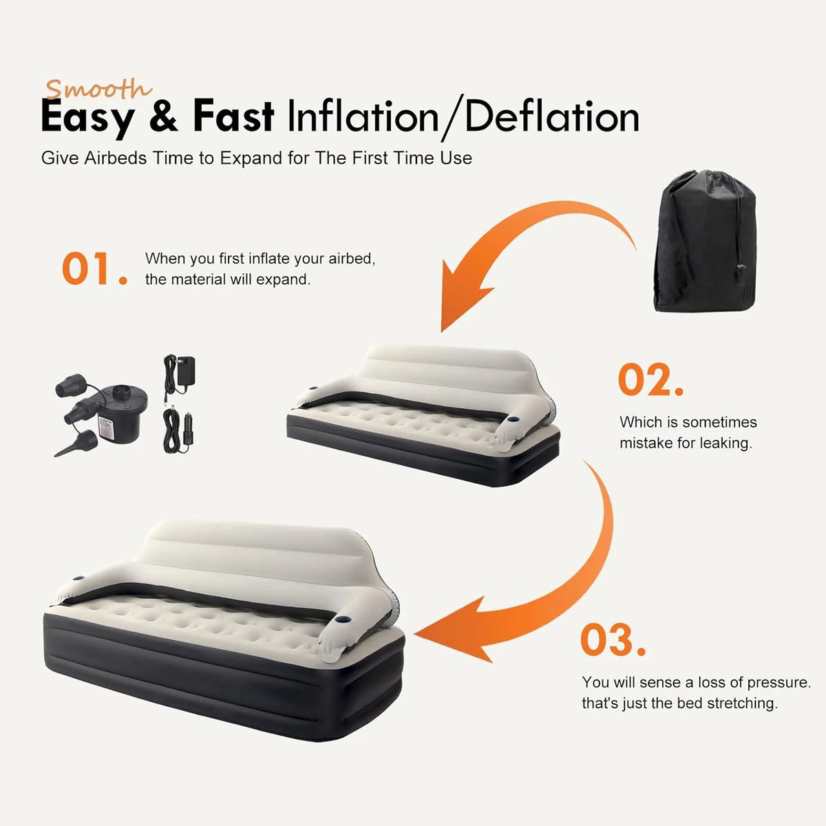 Twin Size Air Sofa Bed Mattress with Headboard and Pump,Blow Up Couch Inflatable Bed