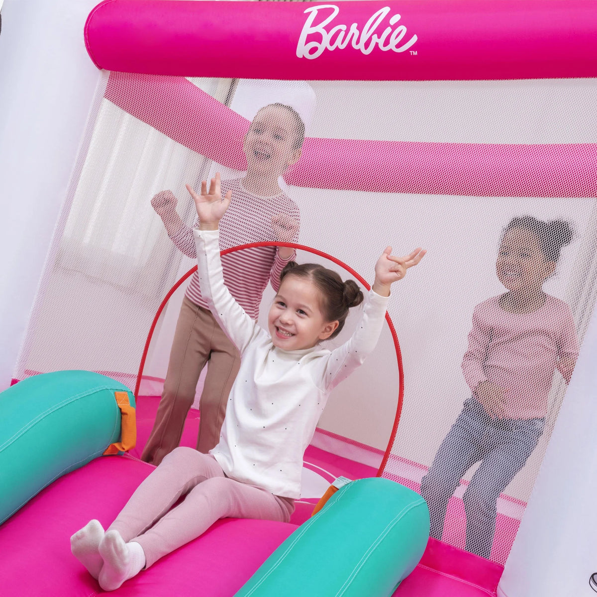 Barbie Inflatable Bounce House with Mesh Walls, Slide and Blower, Indoor/Outdoor, Ages 3+