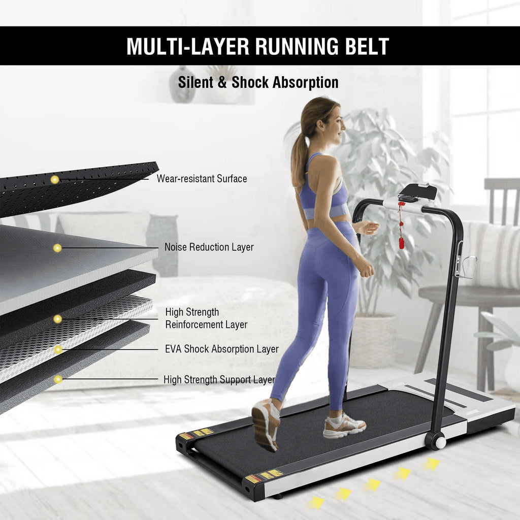 MaxKare 2 in 1 Folding Treadmill 2.25 HP Under Desk Treadmill for Home, 0.5-7.5MHP Remote Control 220lbs Weight Capacity