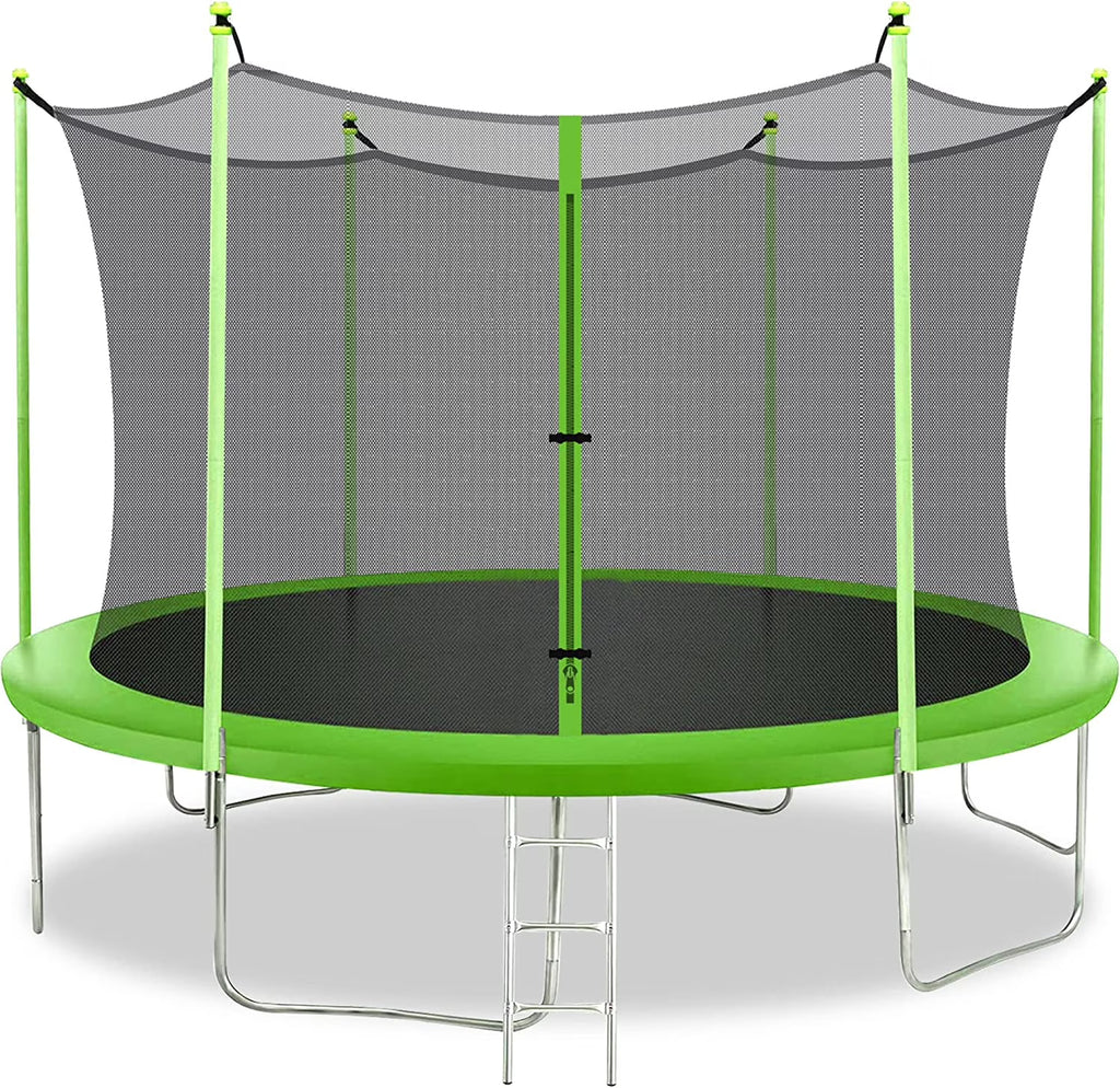 FDW 8 ft New Outdoor Round Trampoline with Safety Net and Spring Pad for Kids and Adults(Blue)