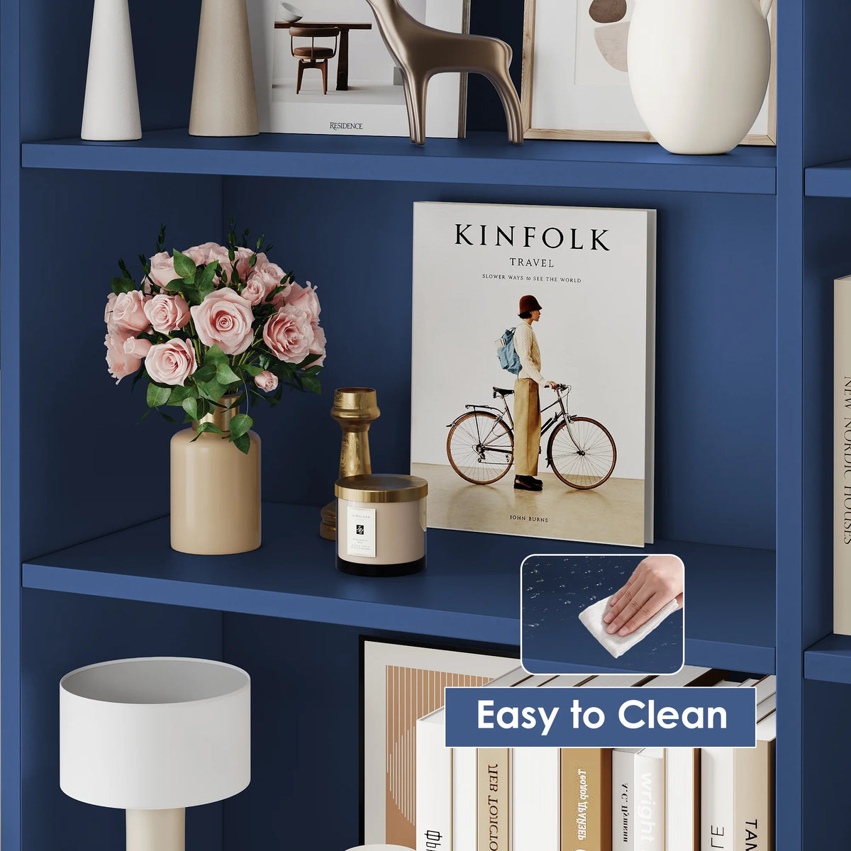 Homfa 73 Tall Bookcases with Doors, 8 Cubes 6-Tier Double Row Bookshelf, White Bookcase for Living Room Home Office