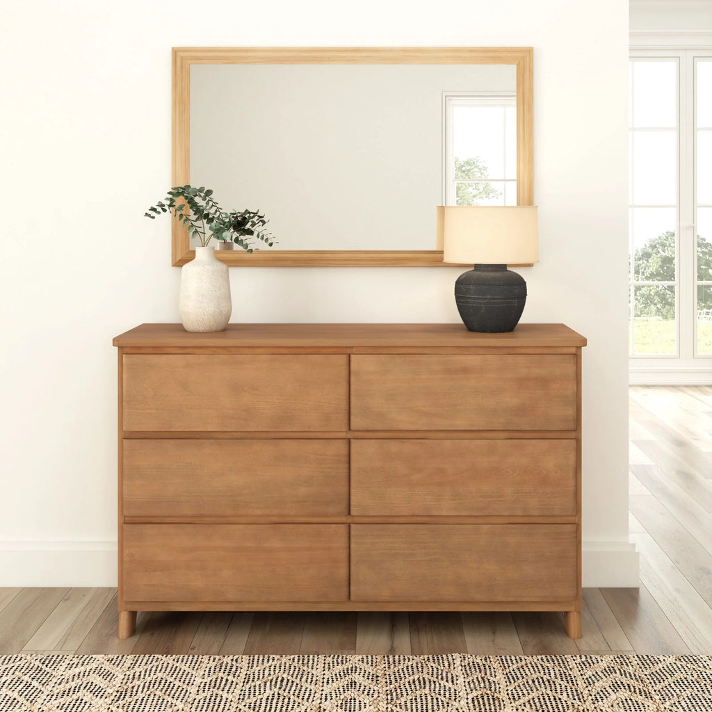 Plank+Beam Solid Wood Farmhouse 6 Drawer Dresser, Barnwood Brown