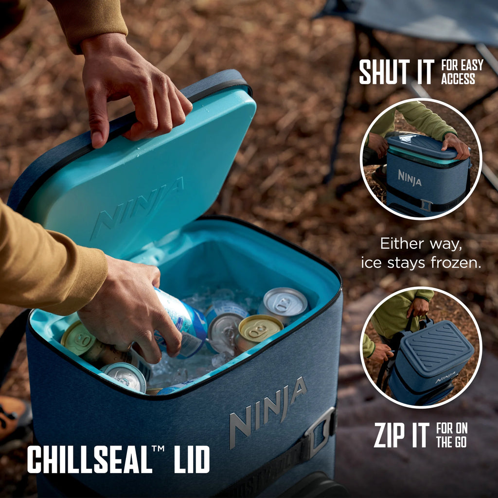 Ninja Outdoor FrostVault Go 24-Can Soft Cooler with Cold Dry Zone, Lakeshore Blue - FF124NV